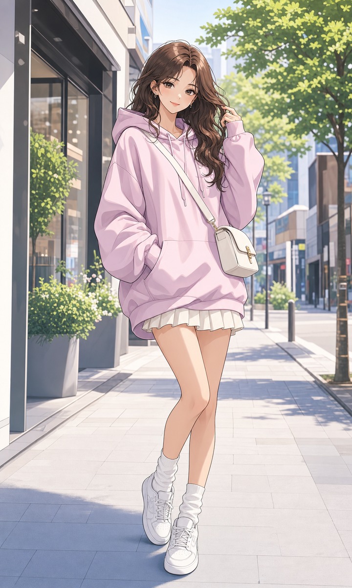 Stable Diffusionで生成した私服パーカー風の服装プロンプト実例