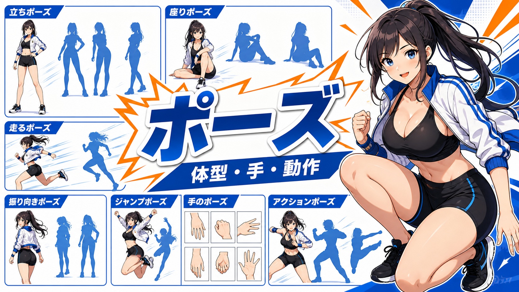 Stable Diffusion ポーズ・体型・手のプロンプト一覧｜動作・構図・シルエットまで