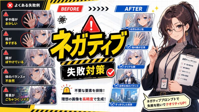 Stable Diffusion ネガティブ・失敗対策プロンプト一覧｜崩れを減らす定番語句