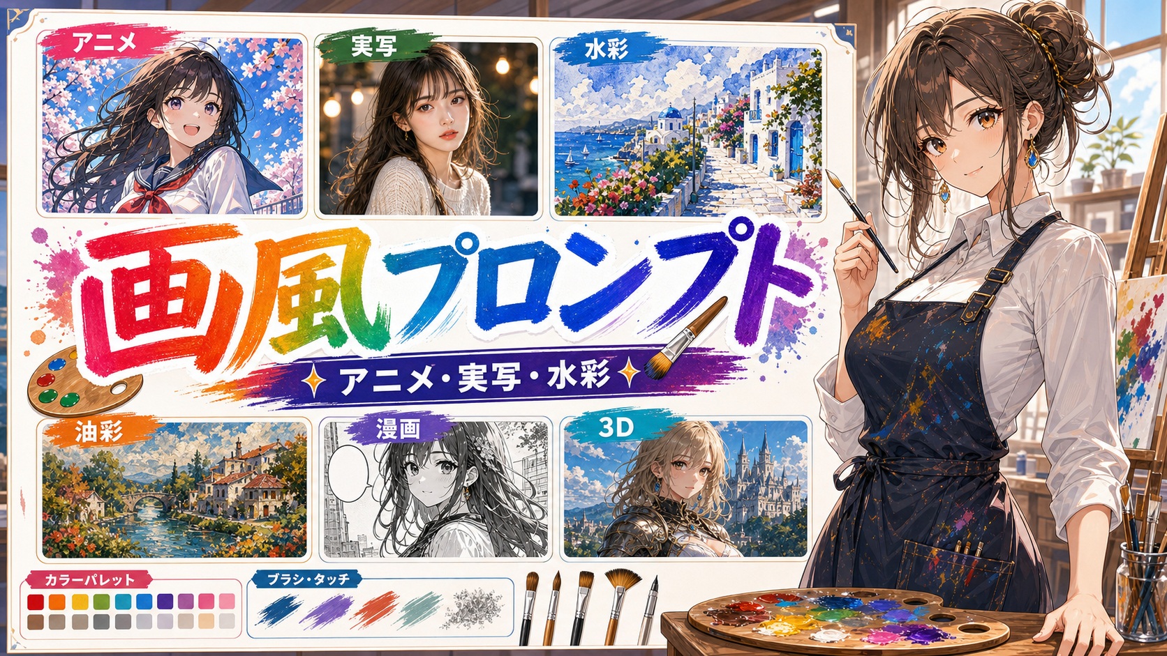 Stable Diffusion 画風・スタイルプロンプト一覧｜実写・アニメ・配色・質感まで