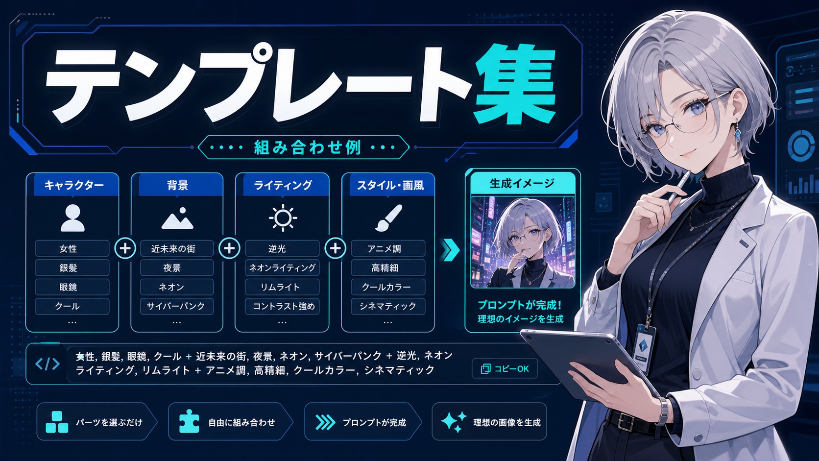 Stable Diffusion プロンプトテンプレート集｜組み合わせ例をコピーして使う