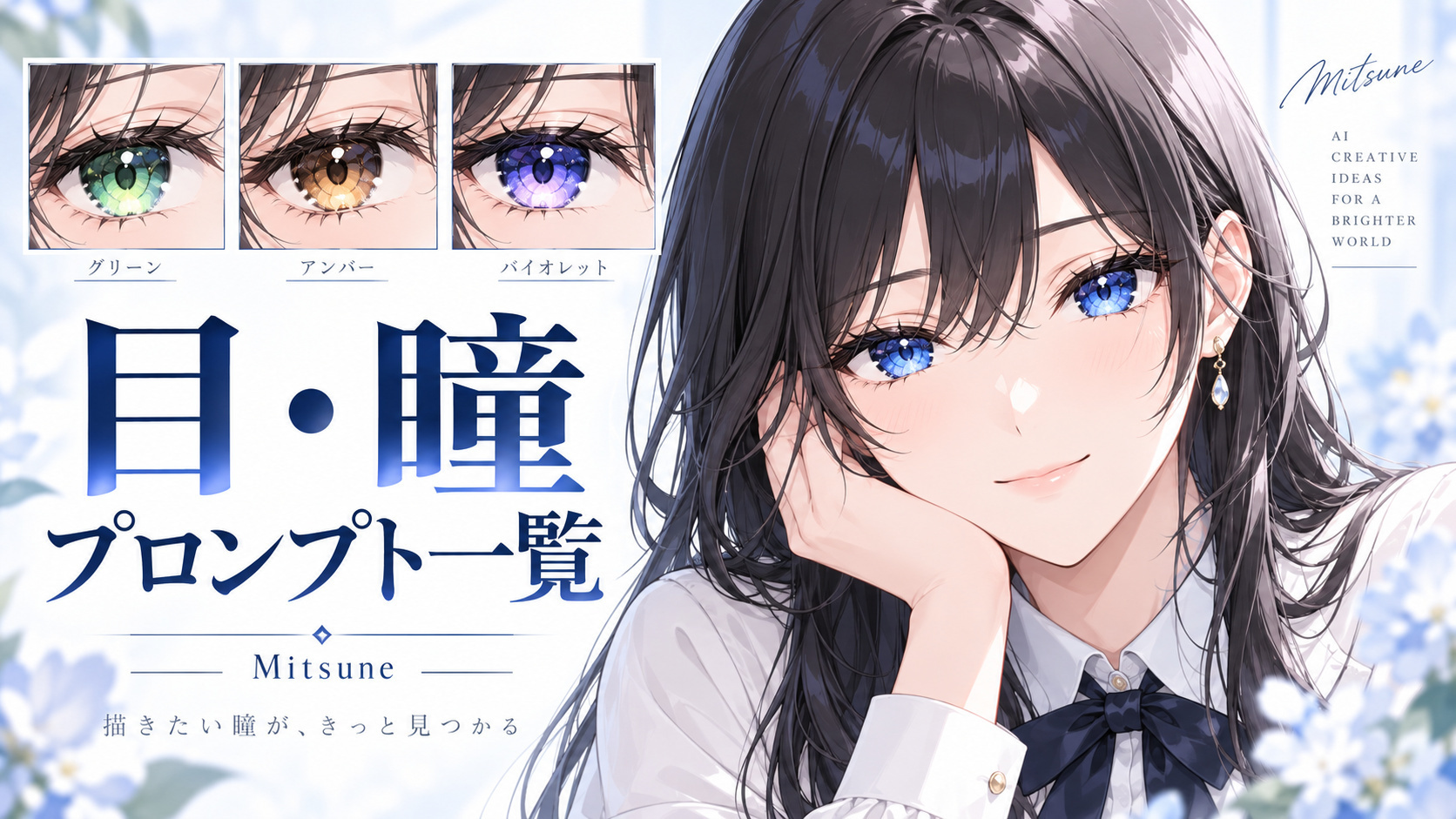 Stable Diffusion(SD)目・瞳プロンプト一覧|色・形・まぶた・視線・光まで