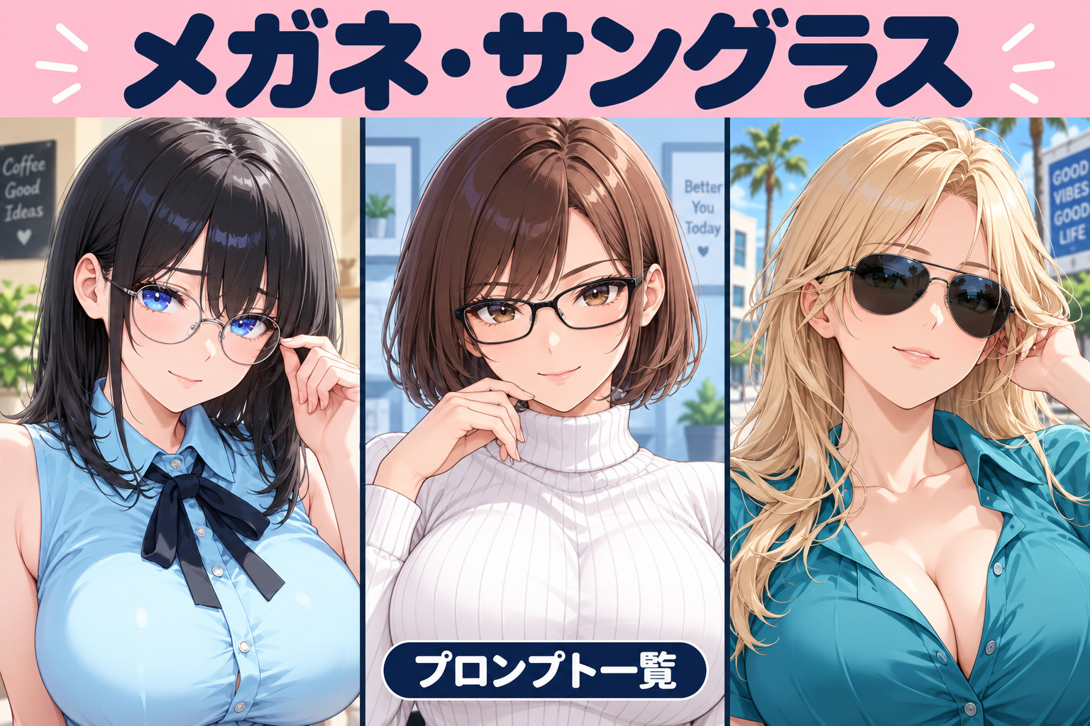 Stable Diffusion(SD)メガネ・サングラスプロンプト一覧