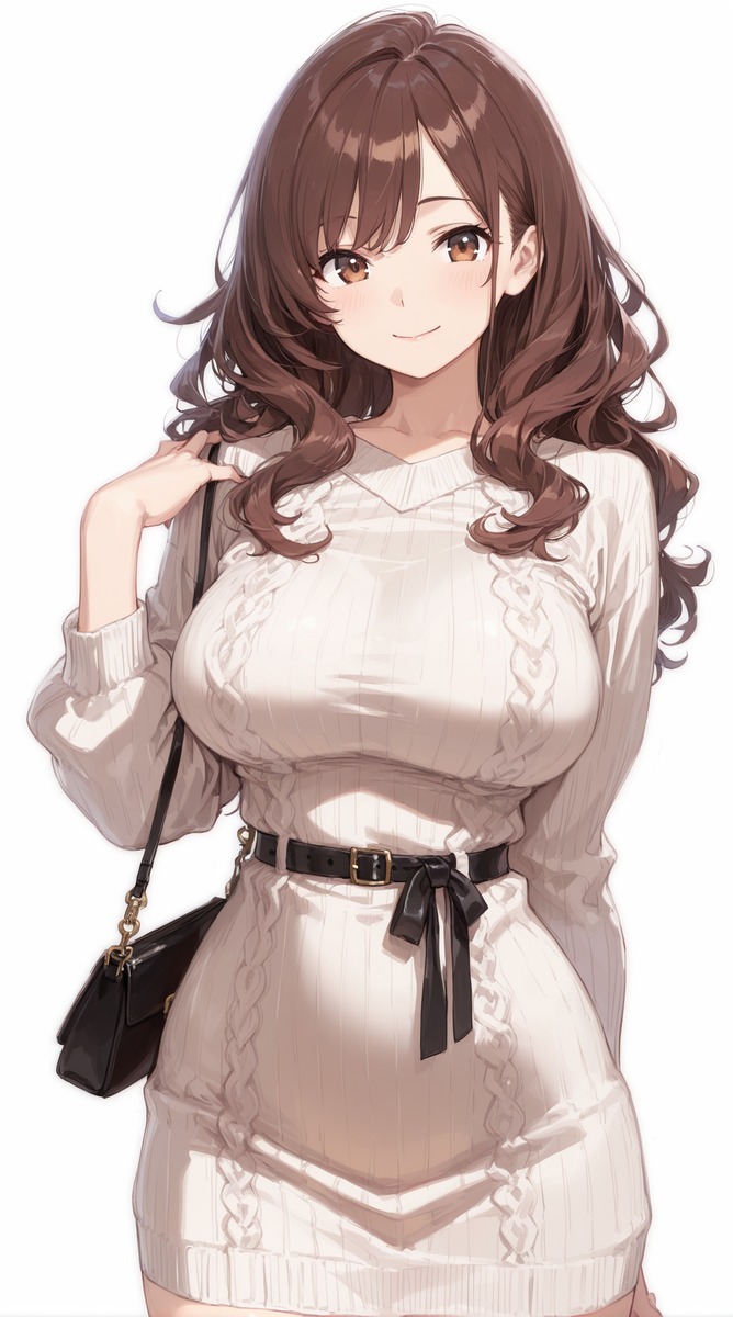 Stable Diffusionで生成した秋ニットワンピース風の服装プロンプト実例