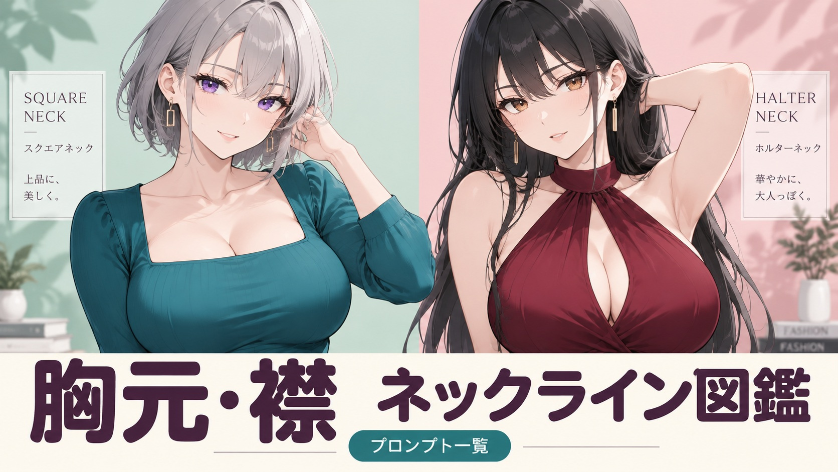 Stable Diffusion（SD）胸元・襟・ネックラインプロンプト一覧